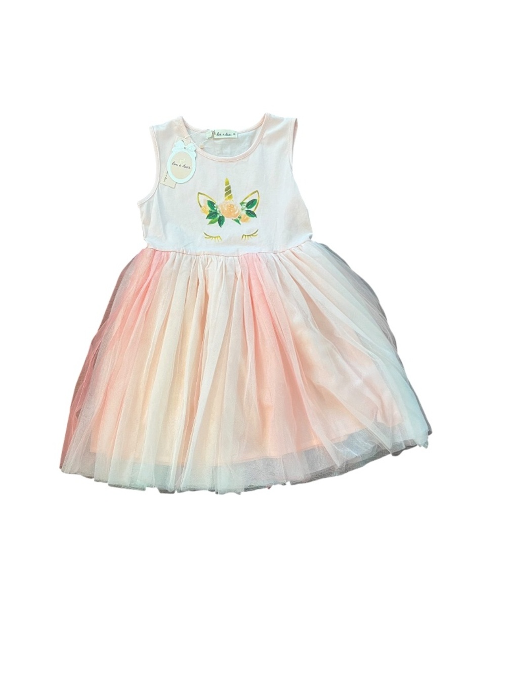 Doe a Dear Unicorn Tulle Dress Girls Size 6 Pink Party Dress